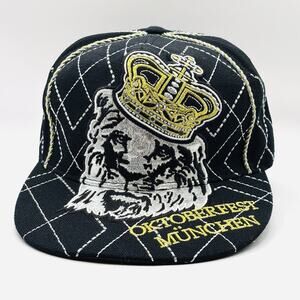 Oktoberfest Beer Drinking Hat Cap Fitted 7 5/8 Tiger Crown King AOP